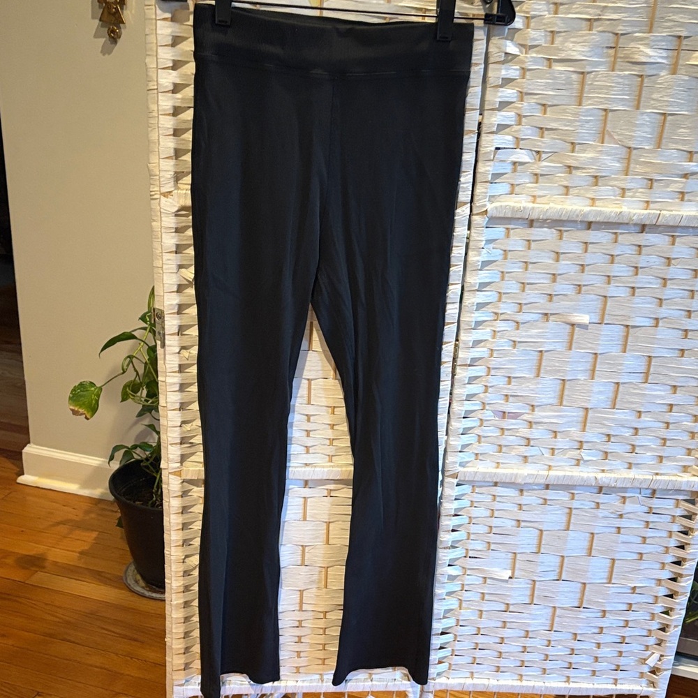 Outdoor Voices Black Ribbed Flare Leggings